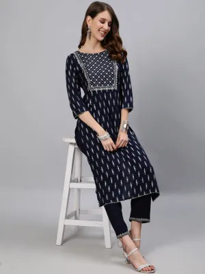 Anubhutee Women Black Printed Regular Kurta with Trousers