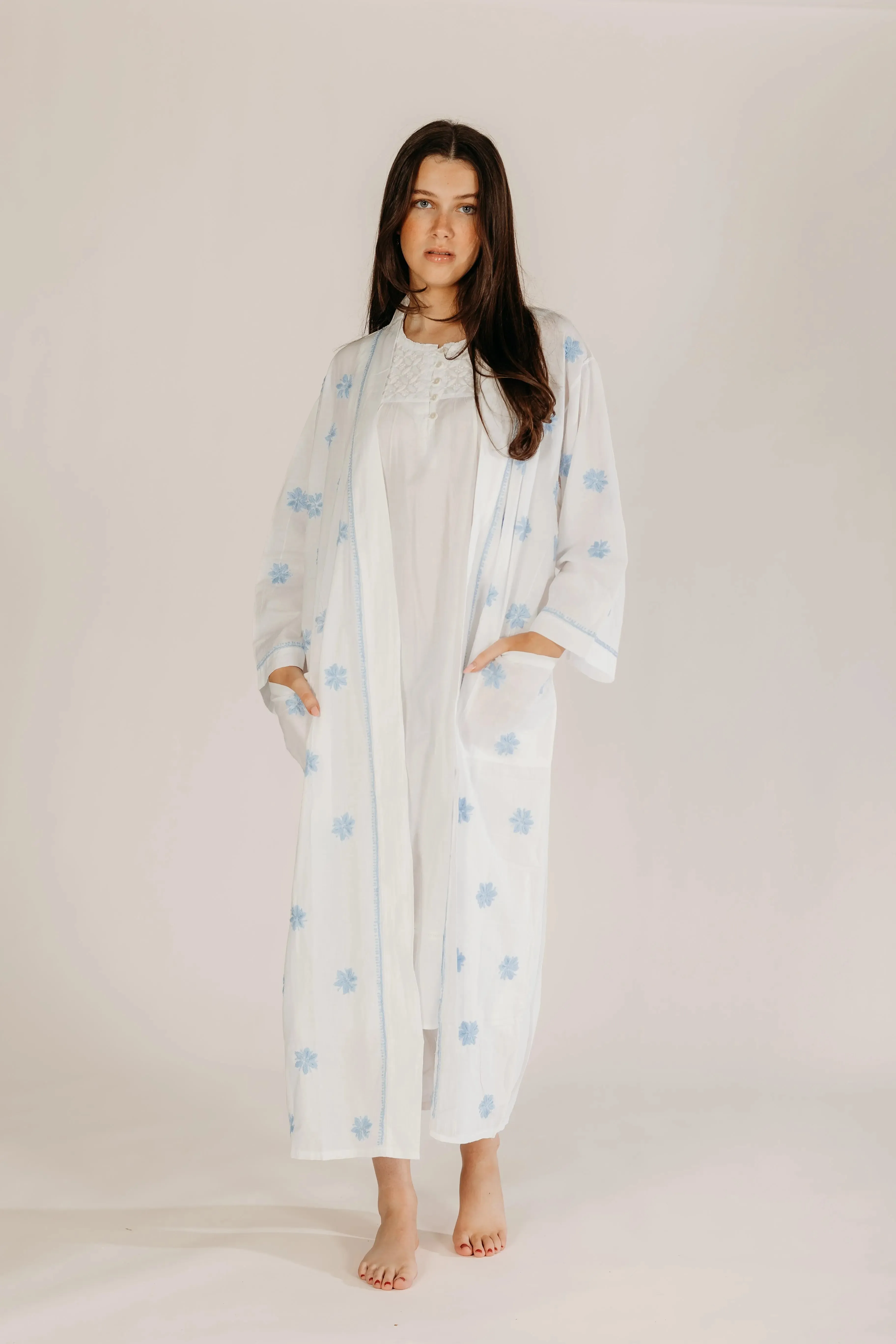 Anushka Blue Embroidered Robe