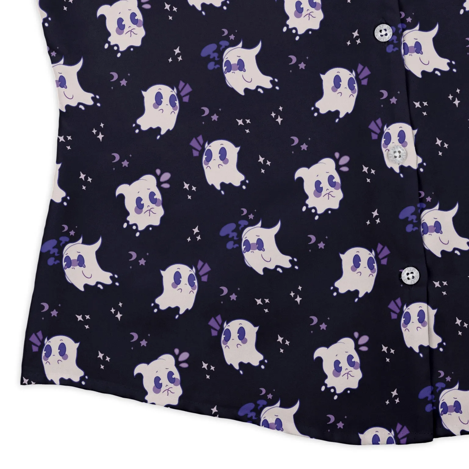 Anxious Ghosts Purple Curvy Button Up Shirt