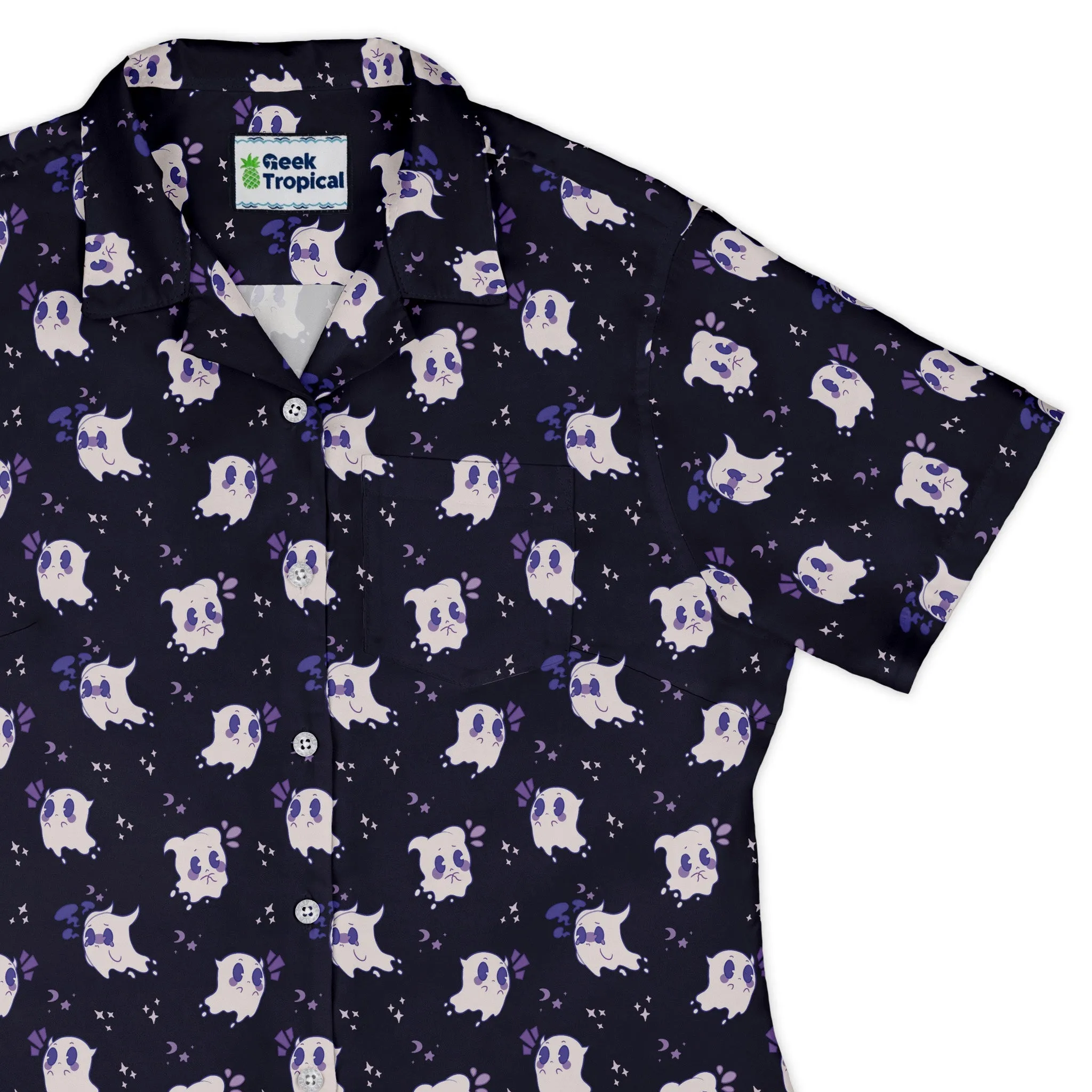 Anxious Ghosts Purple Curvy Button Up Shirt