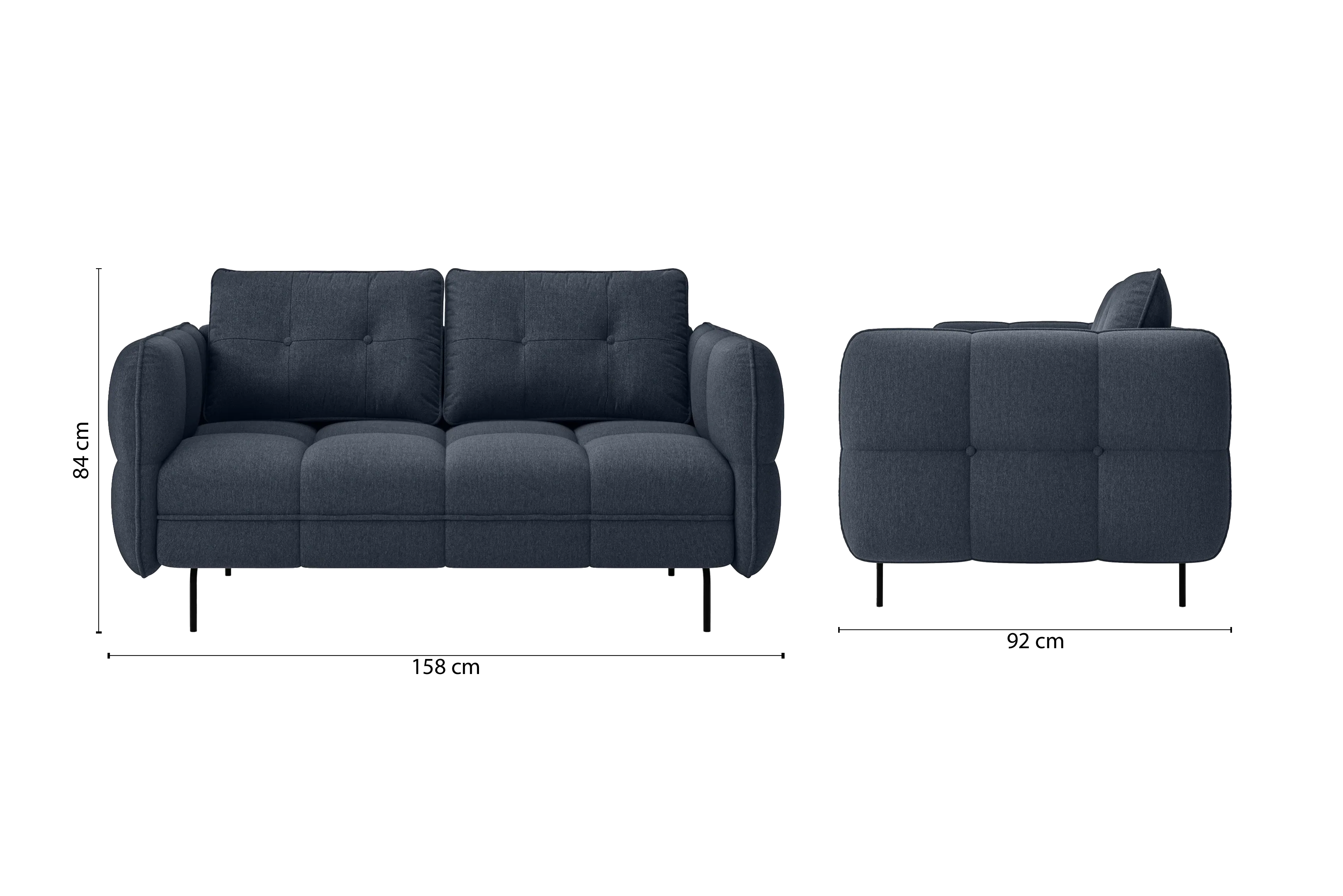 Anzio 2 Seater Sofa Dark Blue Linen Fabric