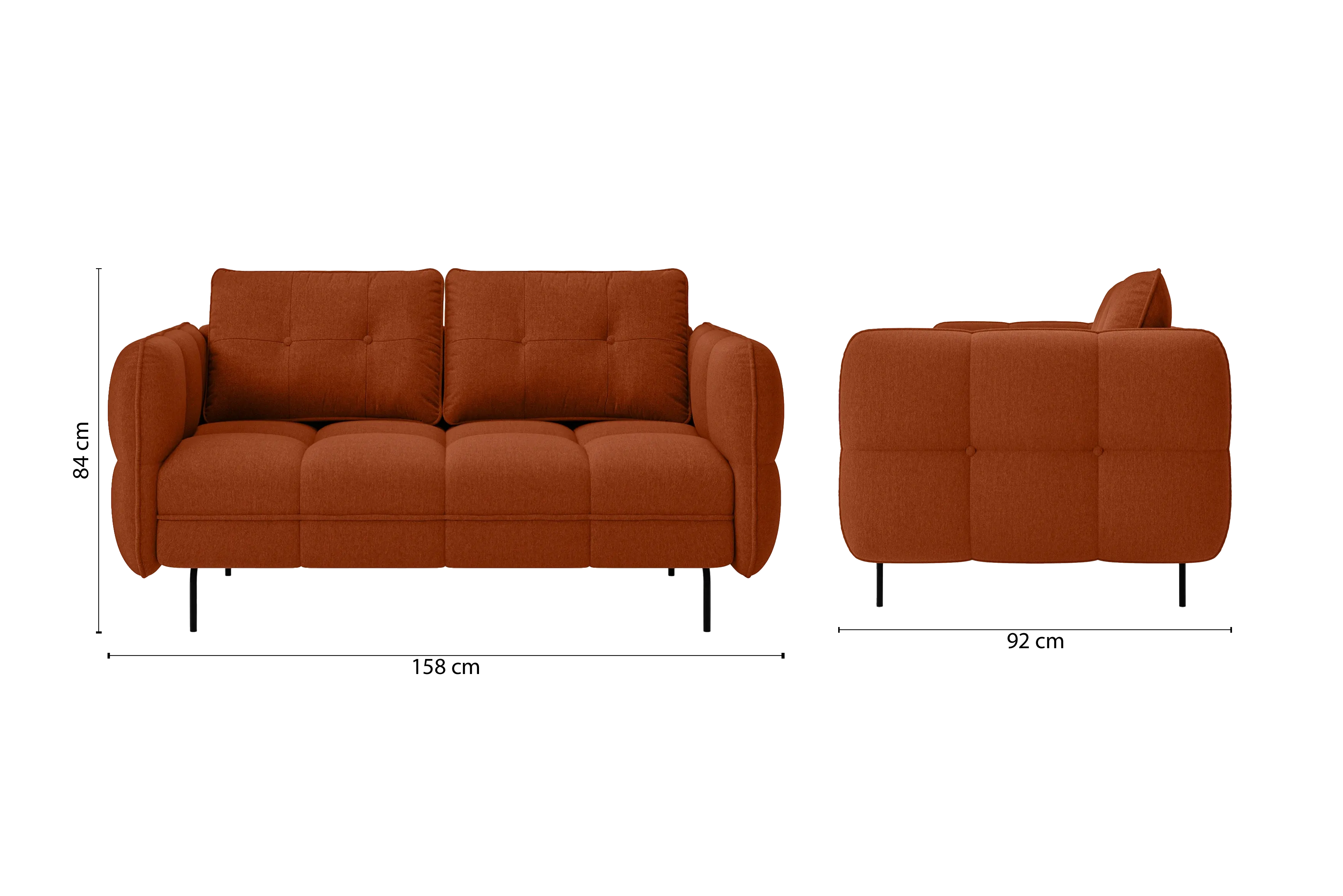 Anzio 2 Seater Sofa Orange Linen Fabric