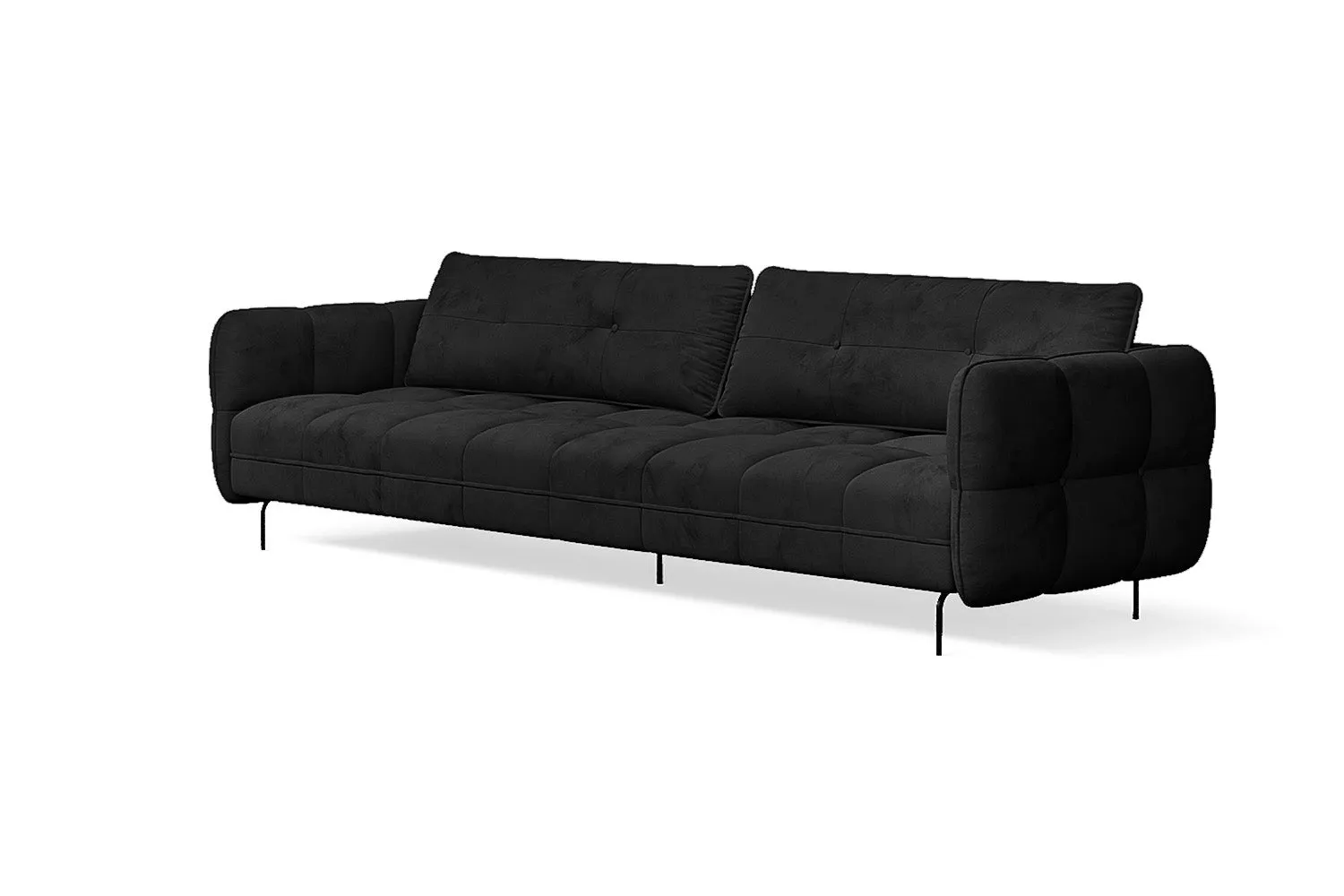 Anzio 4 Seater Sofa Black Velvet