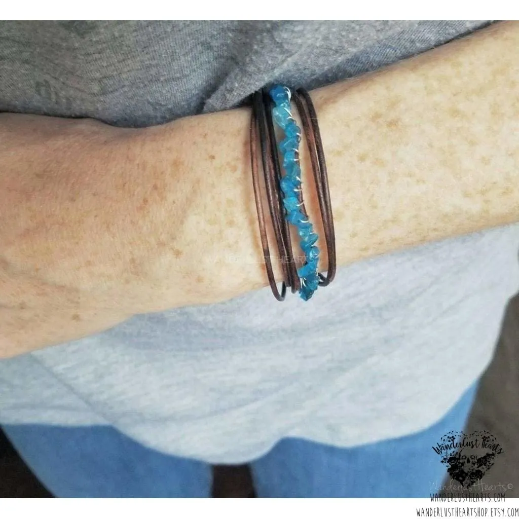 Apatite leather bracelet