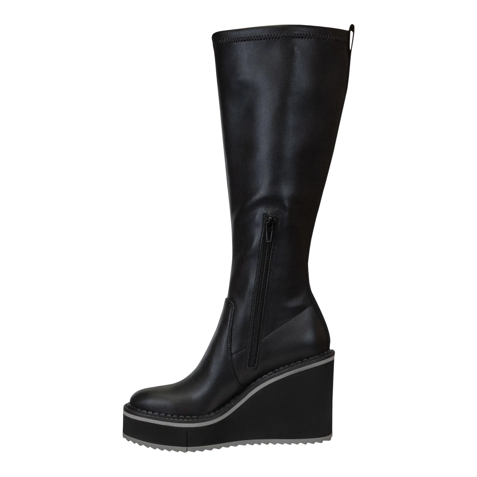 APEX in BLACK Wedge Knee High Boots