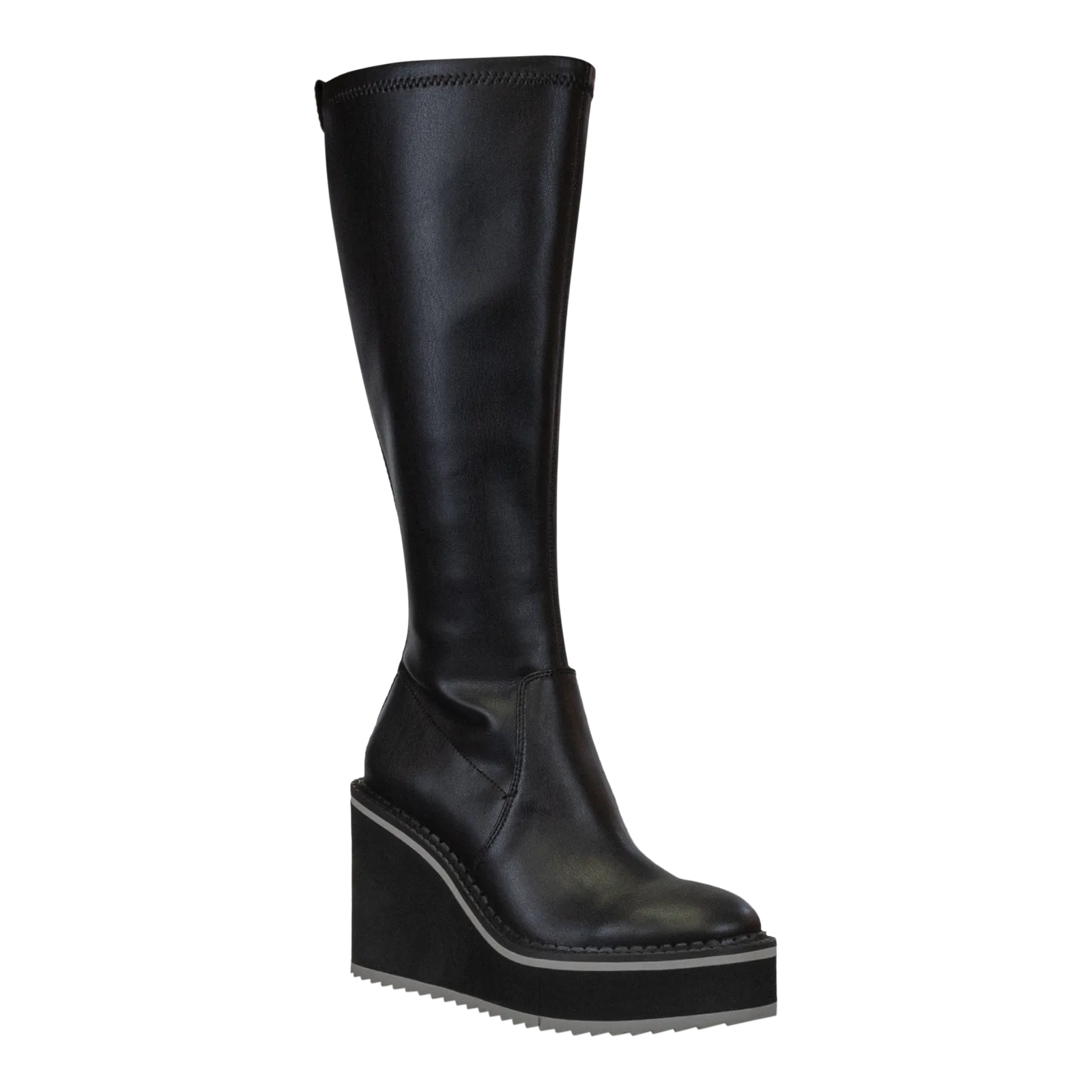 APEX in BLACK Wedge Knee High Boots