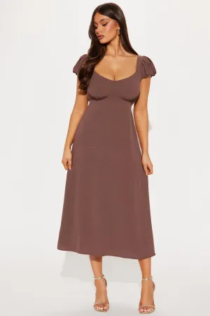 Aphina Lace Up Midi Dress - Chocolate