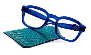 Apollo, (Blue Light Glasses) (Computer Reading Glasses) Reduce Eyestrain A/R Anti Glare  1.25...  3.00, Large Square (Blue) NY Fifth Avenue.