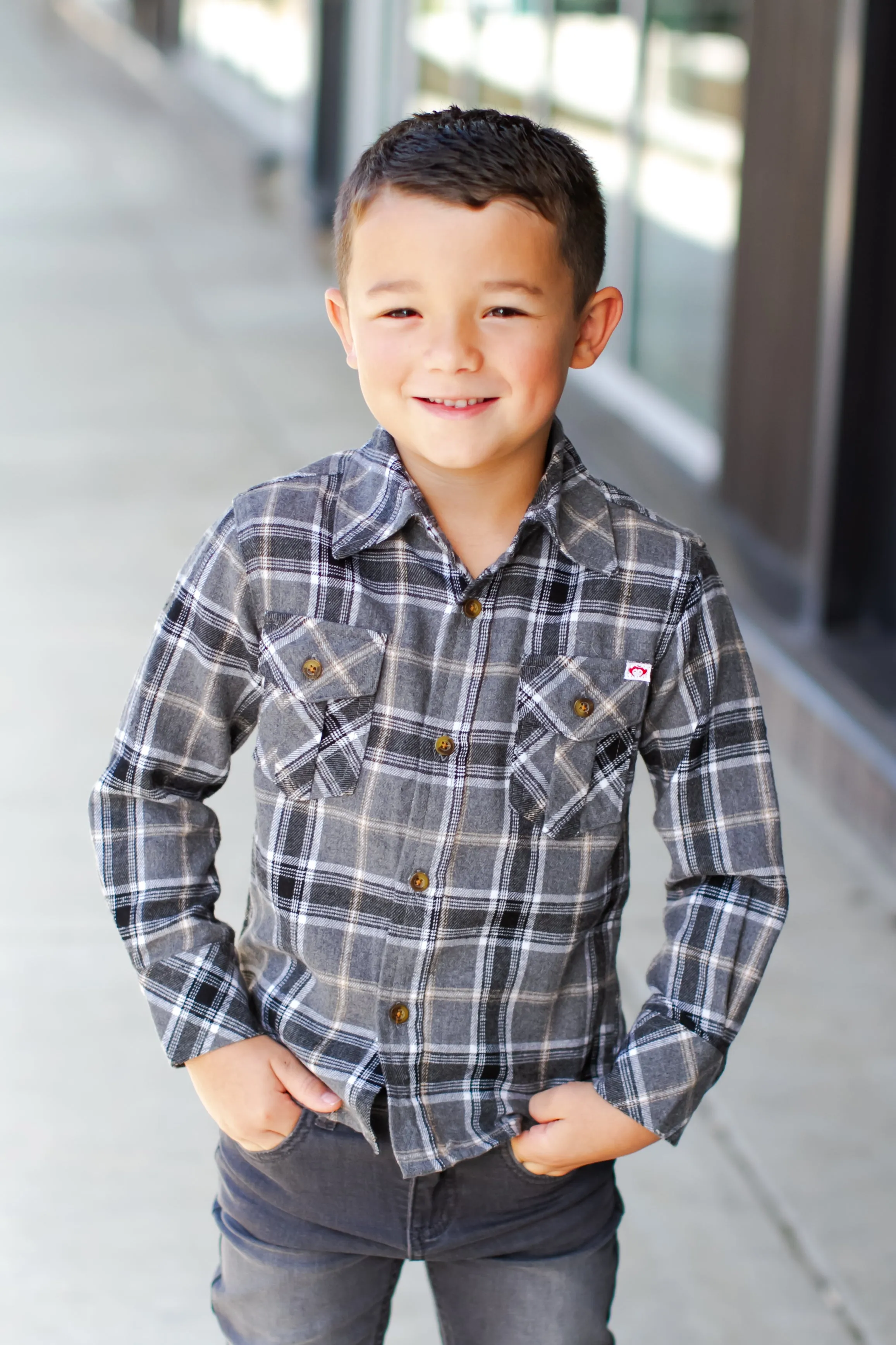 Appaman - Boys Flannel Shirt in Greige Plaid