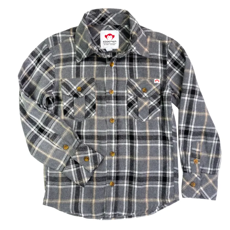 Appaman - Boys Flannel Shirt in Greige Plaid