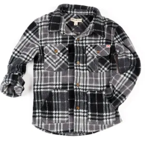 Appaman - Boys Snow Fleece Plaid Button-Up in Charcoal