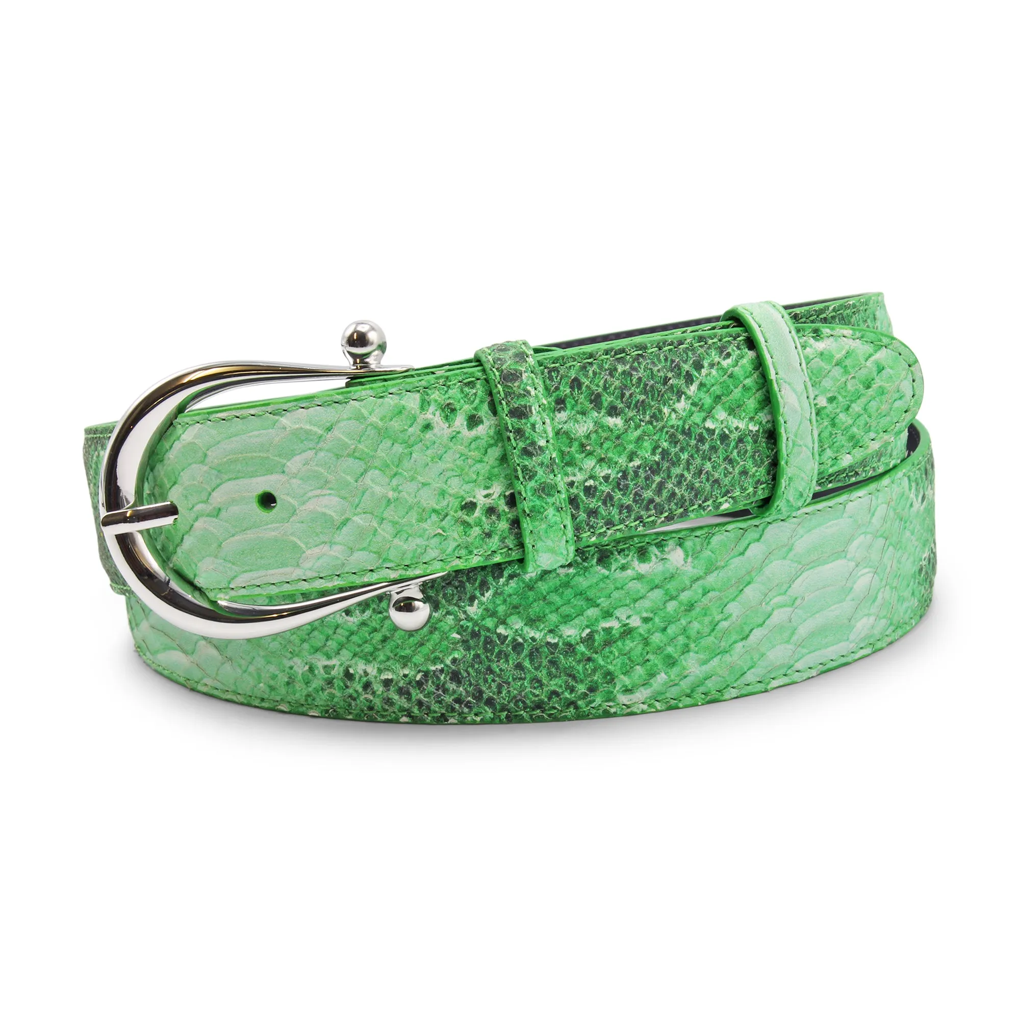 Apple Green Mock Anaconda Bridle Prong Belt