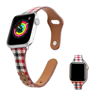 Apple Watch 40mm liner design leather watch strap - Red Plaid