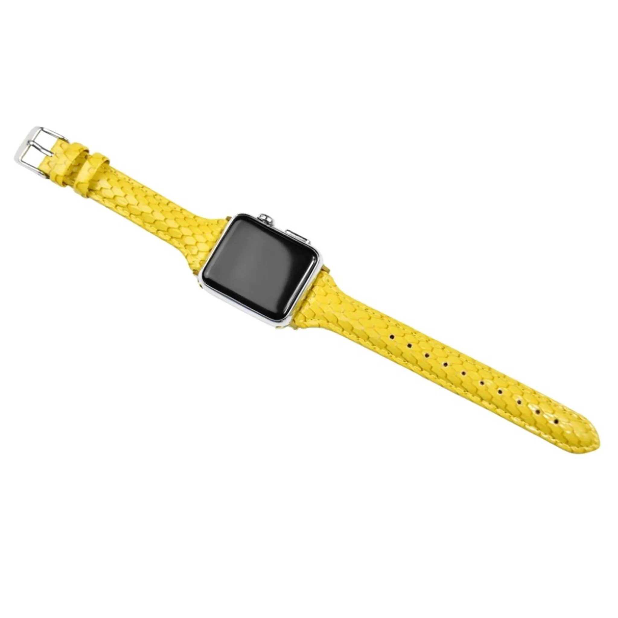 Apple Watch 40mm snake scale style leather watch strap - Yellow