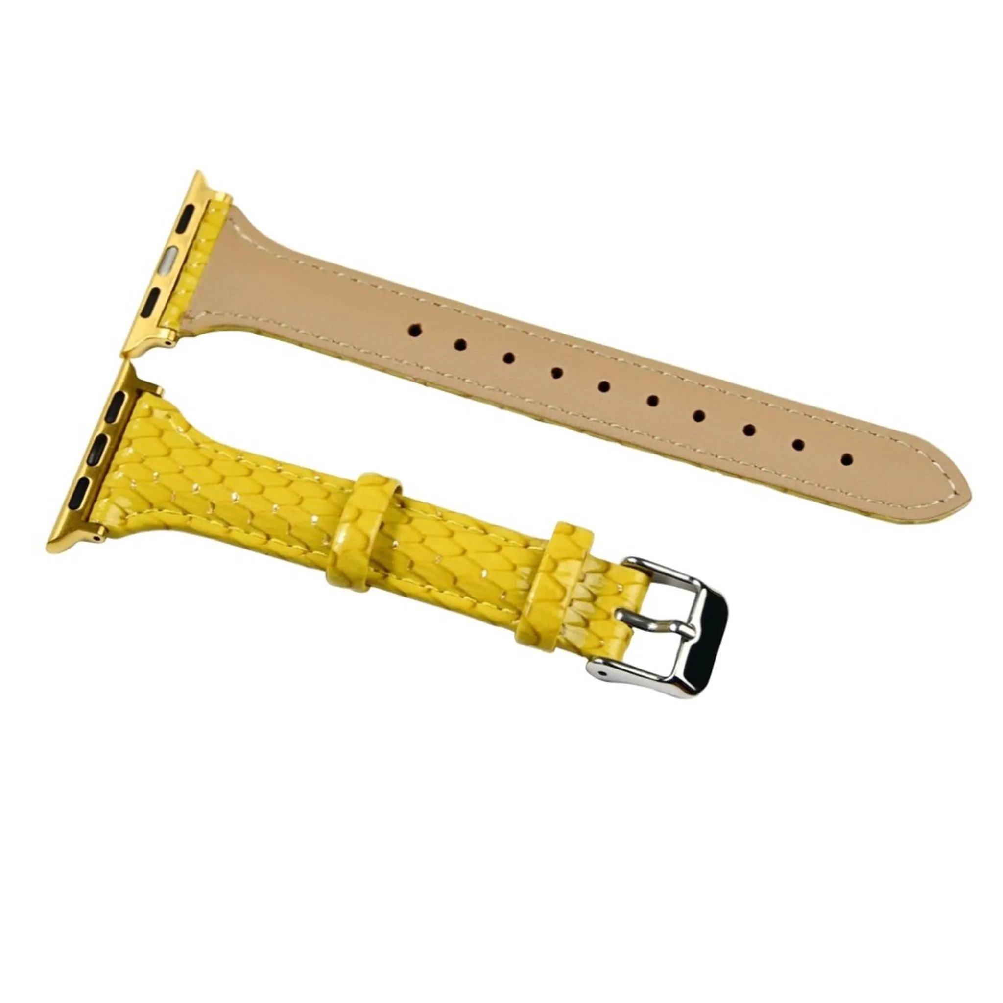 Apple Watch 40mm snake scale style leather watch strap - Yellow