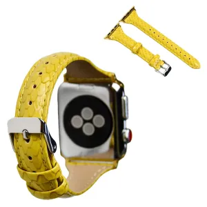 Apple Watch 40mm snake scale style leather watch strap - Yellow