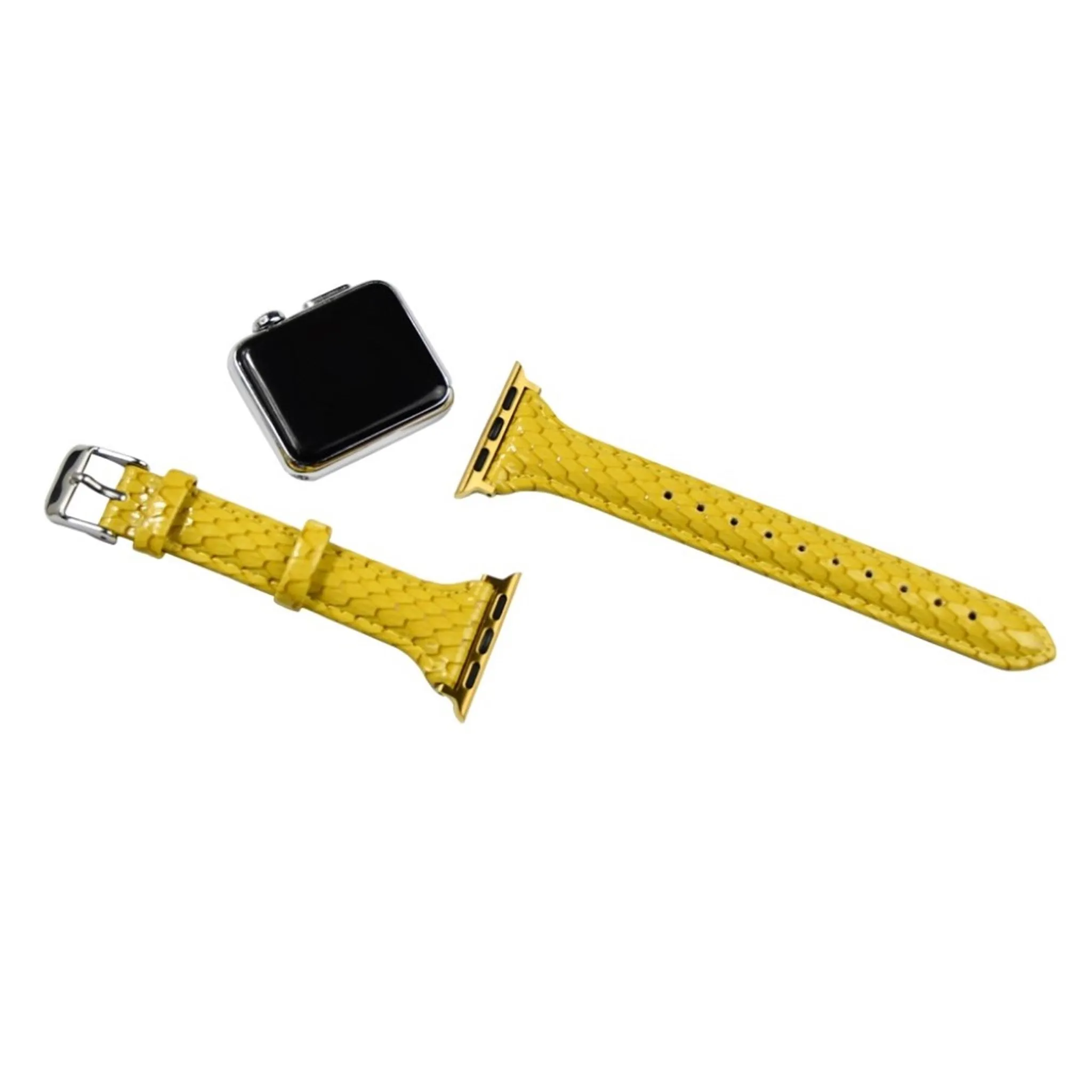 Apple Watch 40mm snake scale style leather watch strap - Yellow