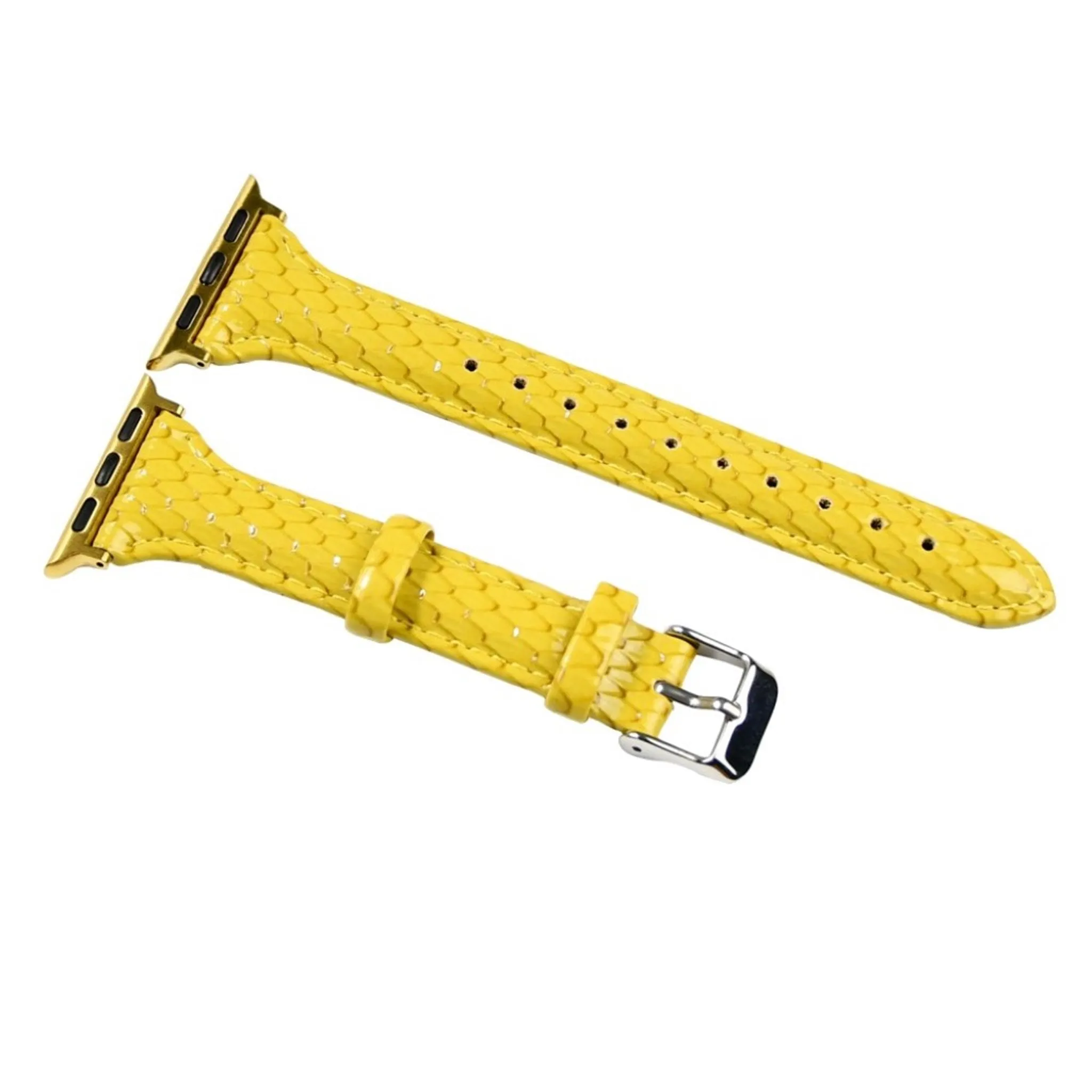 Apple Watch 40mm snake scale style leather watch strap - Yellow