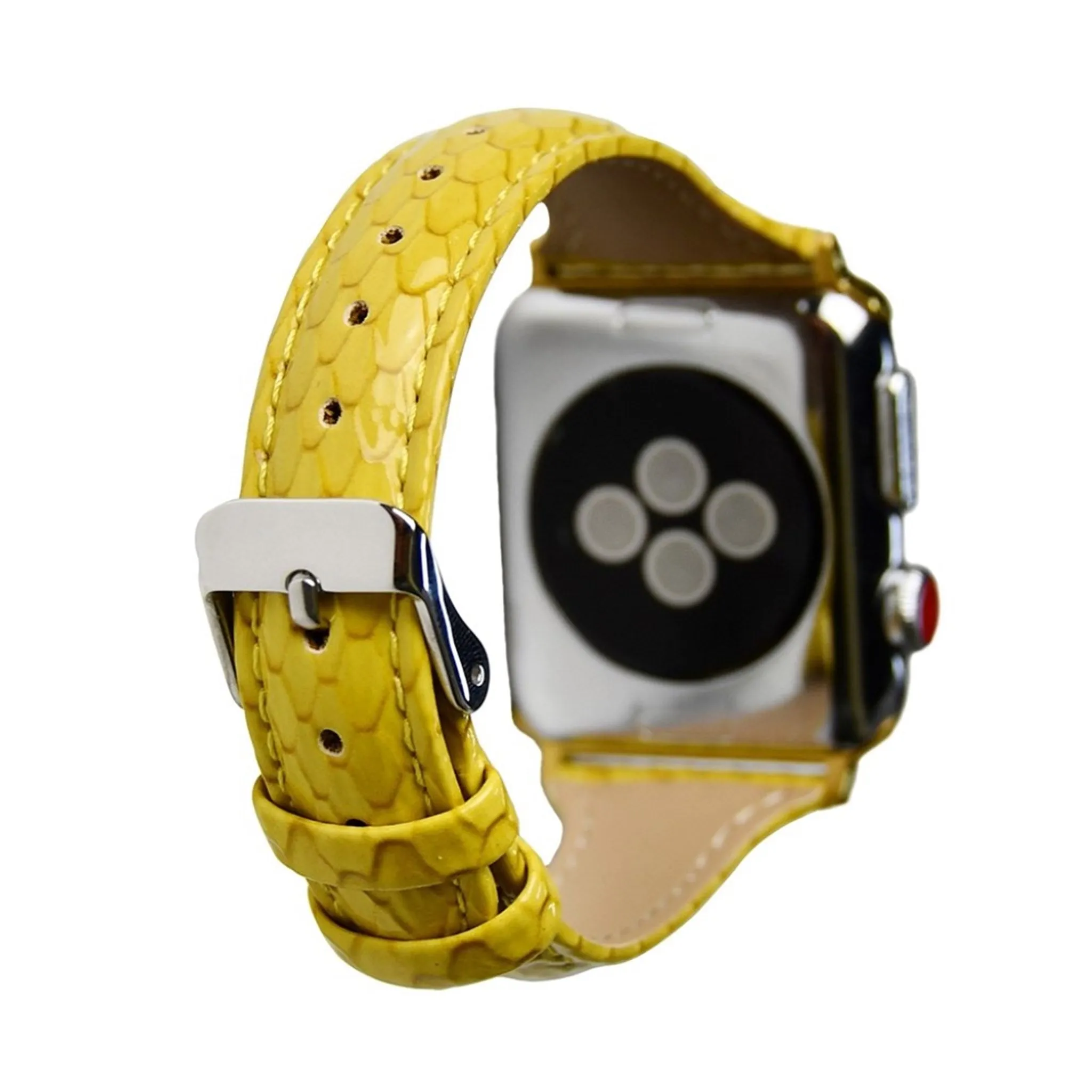 Apple Watch 40mm snake scale style leather watch strap - Yellow