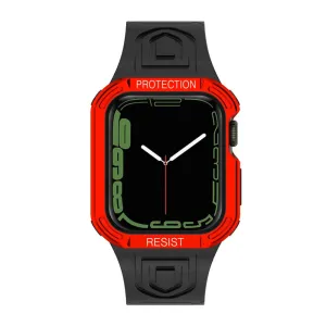 Apple Watch (41mm) color contrast watch strap    protective case - Black / Red