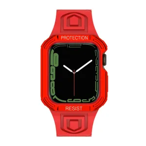 Apple Watch (41mm) color contrast watch strap    protective case - Red / Red