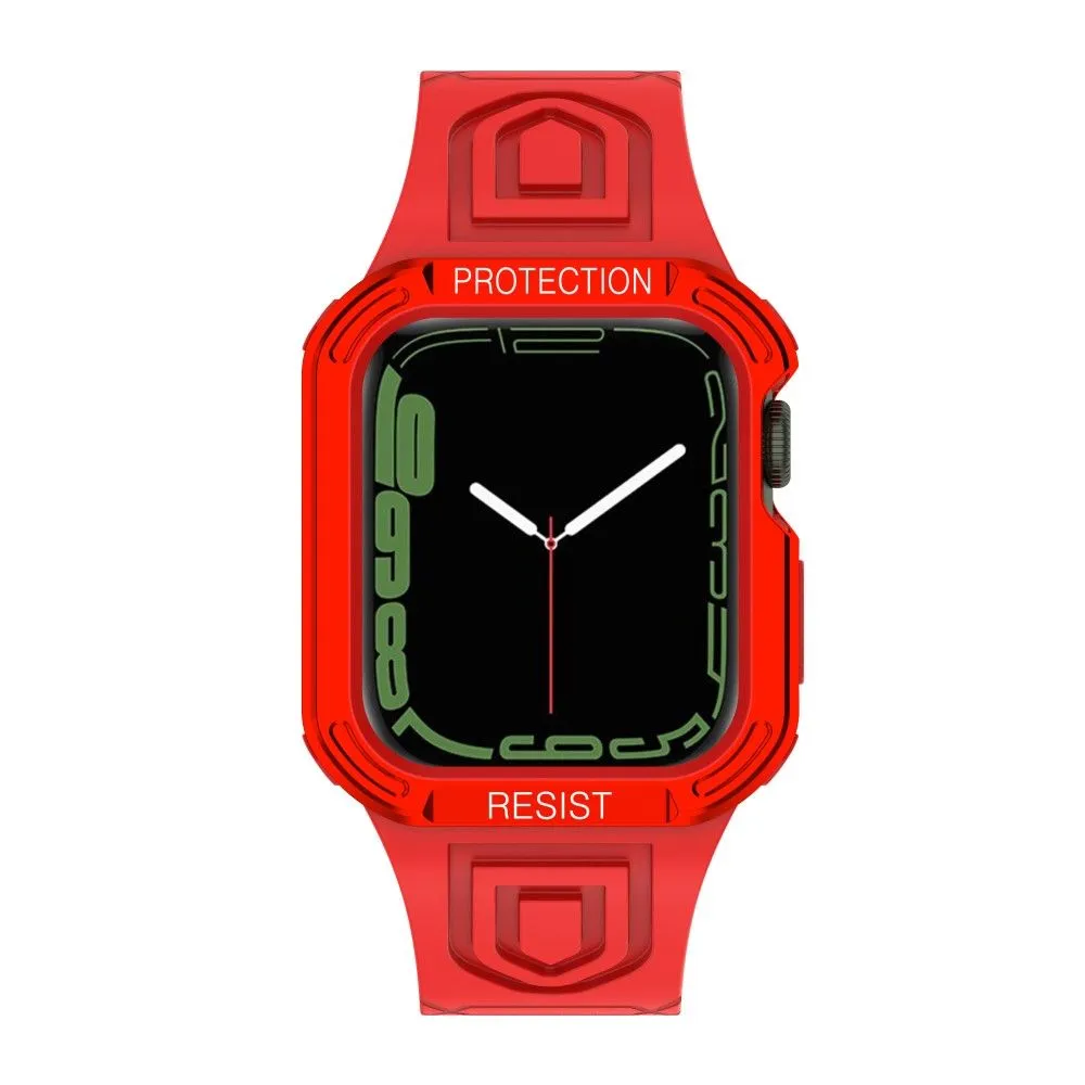 Apple Watch (41mm) color contrast watch strap    protective case - Red / Red