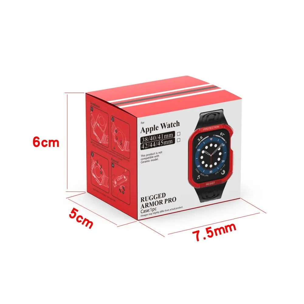 Apple Watch (41mm) color contrast watch strap    protective case - Red / Red