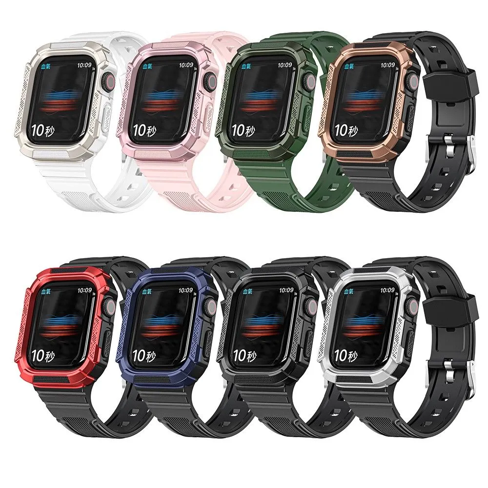 Apple Watch (41mm) dual color TPU cover with watch strap - Black / Dark Blue