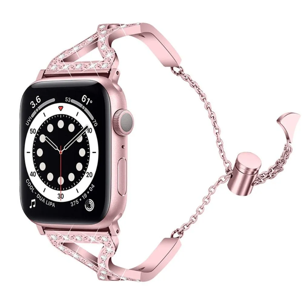 Apple Watch (41mm) rhinestone 304 stainless steel watch strap - Rose Pink