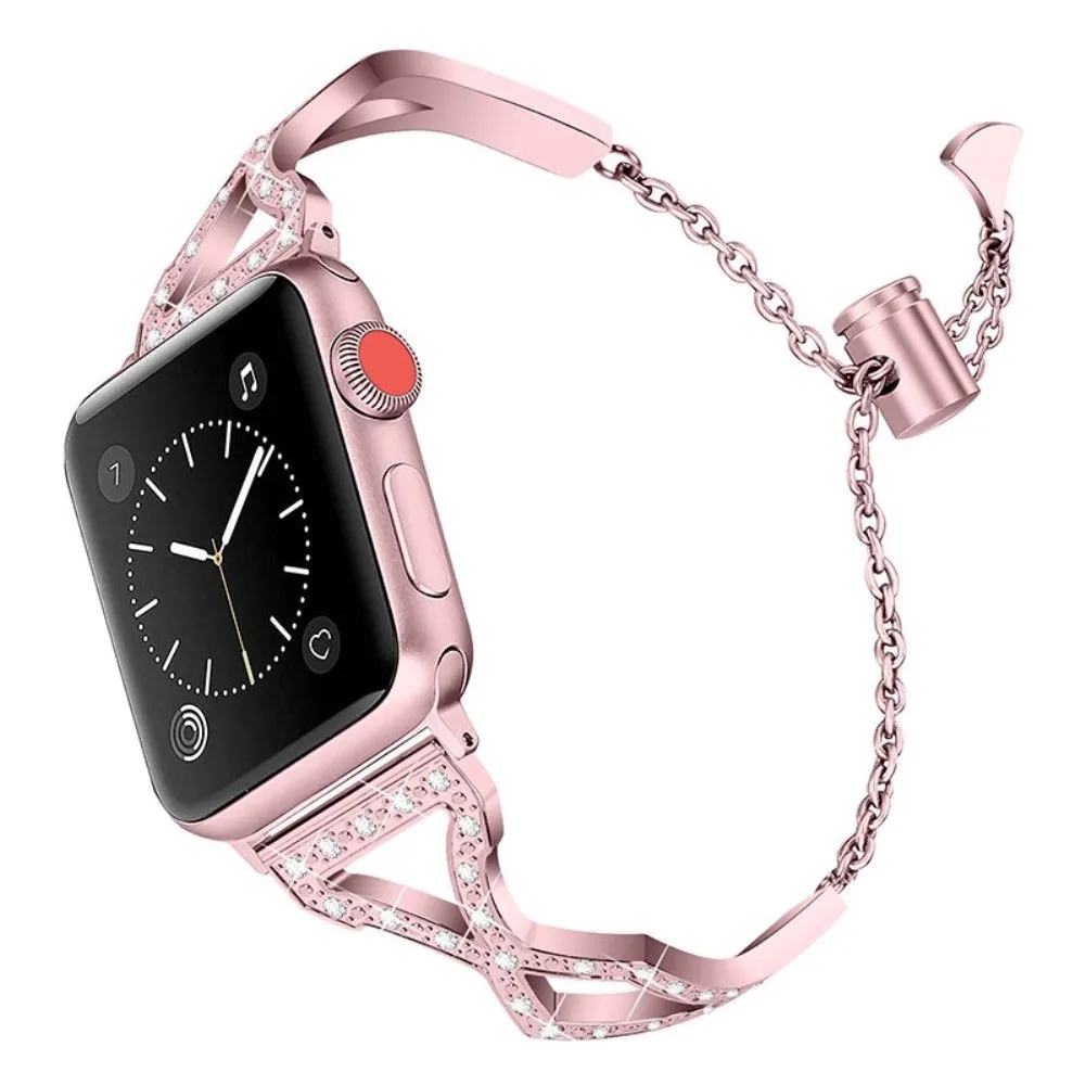 Apple Watch (41mm) rhinestone 304 stainless steel watch strap - Rose Pink