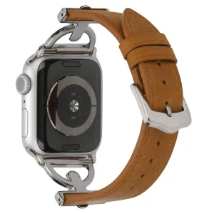 Apple Watch (41mm) textured PU leather watch strap - Brown / Silver