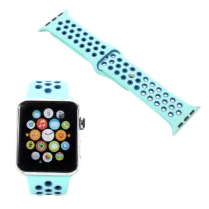 Apple Watch 42mm hollowing soft silicone watchband - Cyan