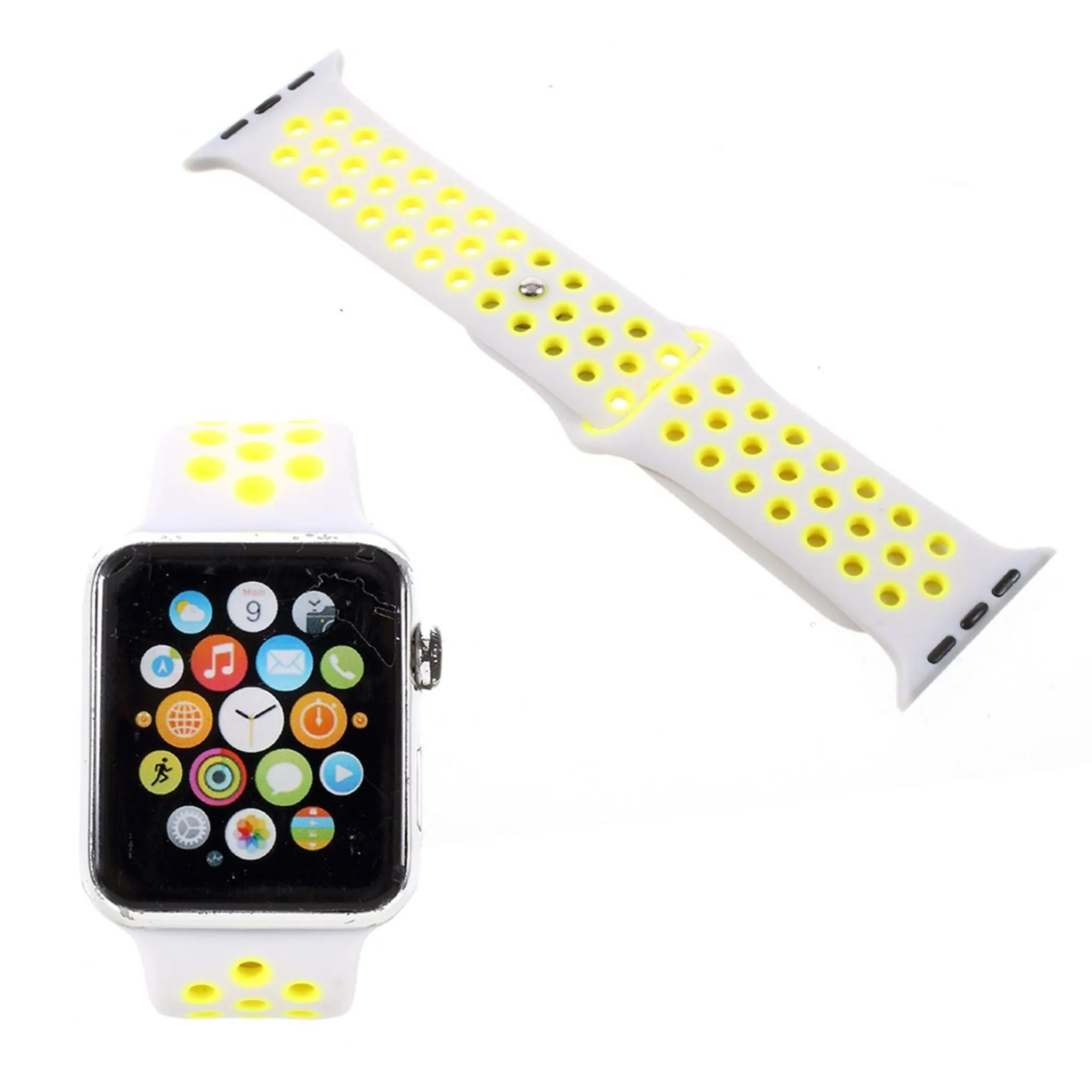 Apple Watch 42mm hollowing soft silicone watchband - Yellow / White