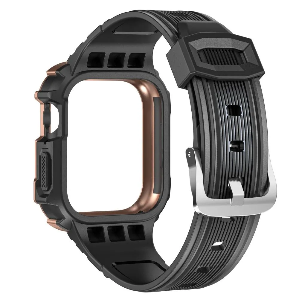 Apple Watch 44mm bi-color TPU cover with watch strap - Black / Bronze