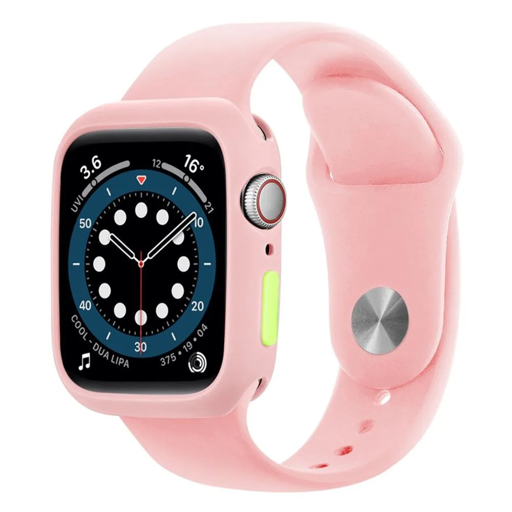 Apple Watch (45mm) candy color button TPU cover - Pink / Fluorescent Green