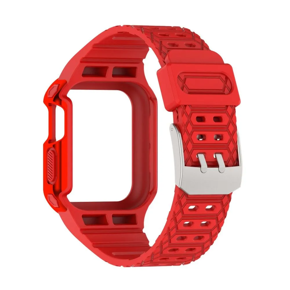 Apple Watch (45mm) color contrast watch strap    protective case - Red / Red