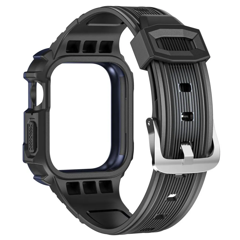 Apple Watch (45mm) dual color TPU cover with watch strap - Black / Dark Blue