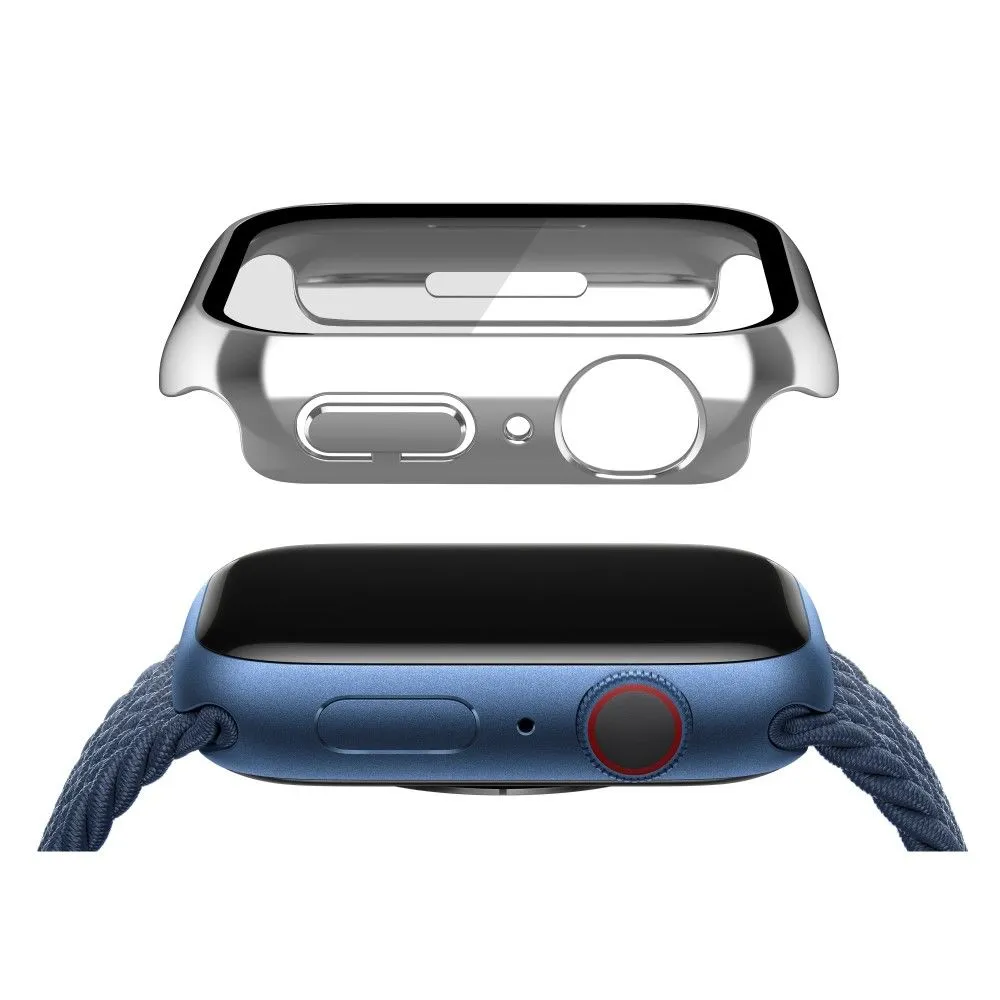 Apple Watch (45mm) electroplating cover with tempered glass - Silver