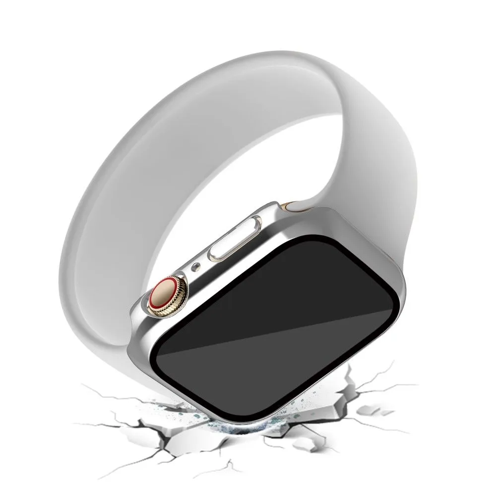 Apple Watch (45mm) electroplating cover with tempered glass - Silver