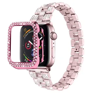 Apple Watch (45mm) rhinestone stainless steel watch strap   cover - Rose Pink / Rose Pink