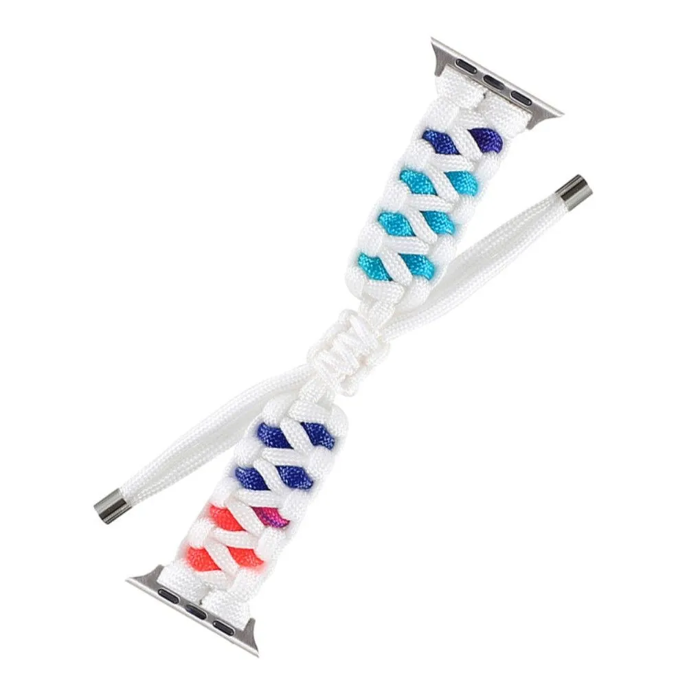 Apple Watch (45mm) unique nylon watch strap - White / Multi-color