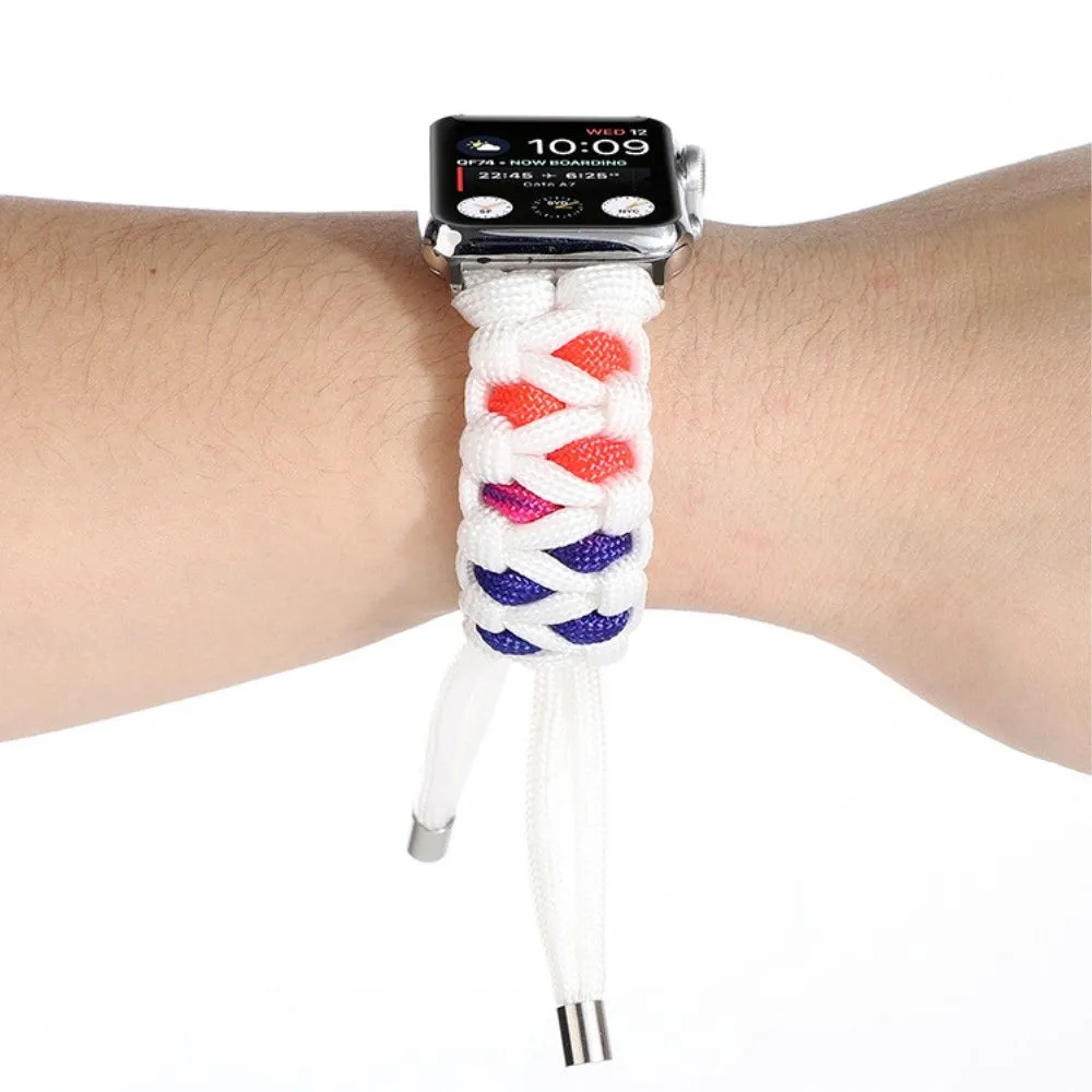 Apple Watch (45mm) unique nylon watch strap - White / Multi-color