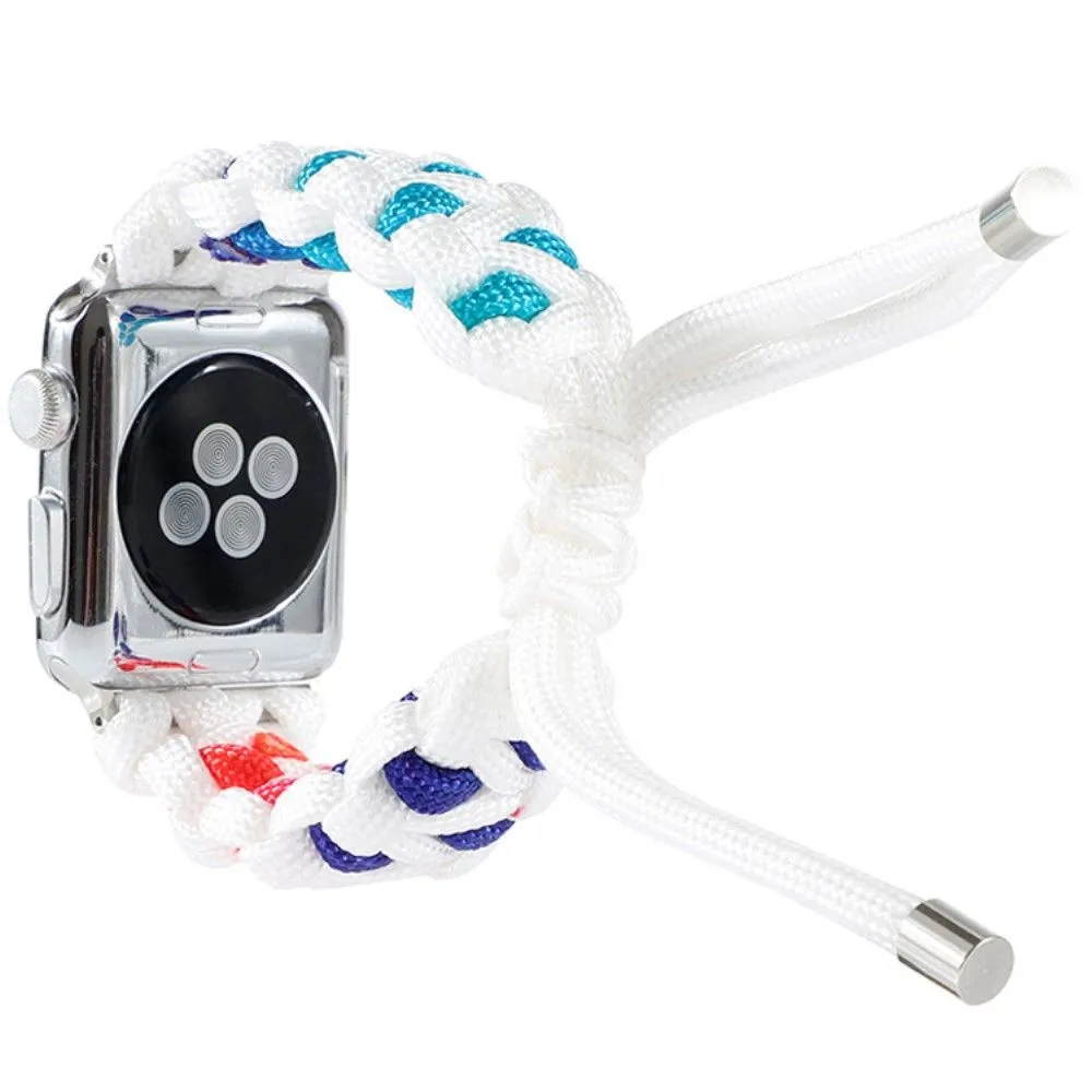 Apple Watch (45mm) unique nylon watch strap - White / Multi-color