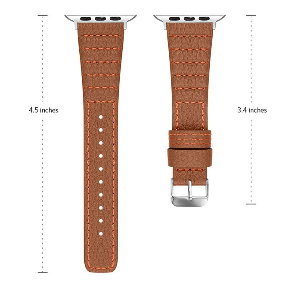 Apple Watch (45mm) wave texture genuine leather watch strap - Brown