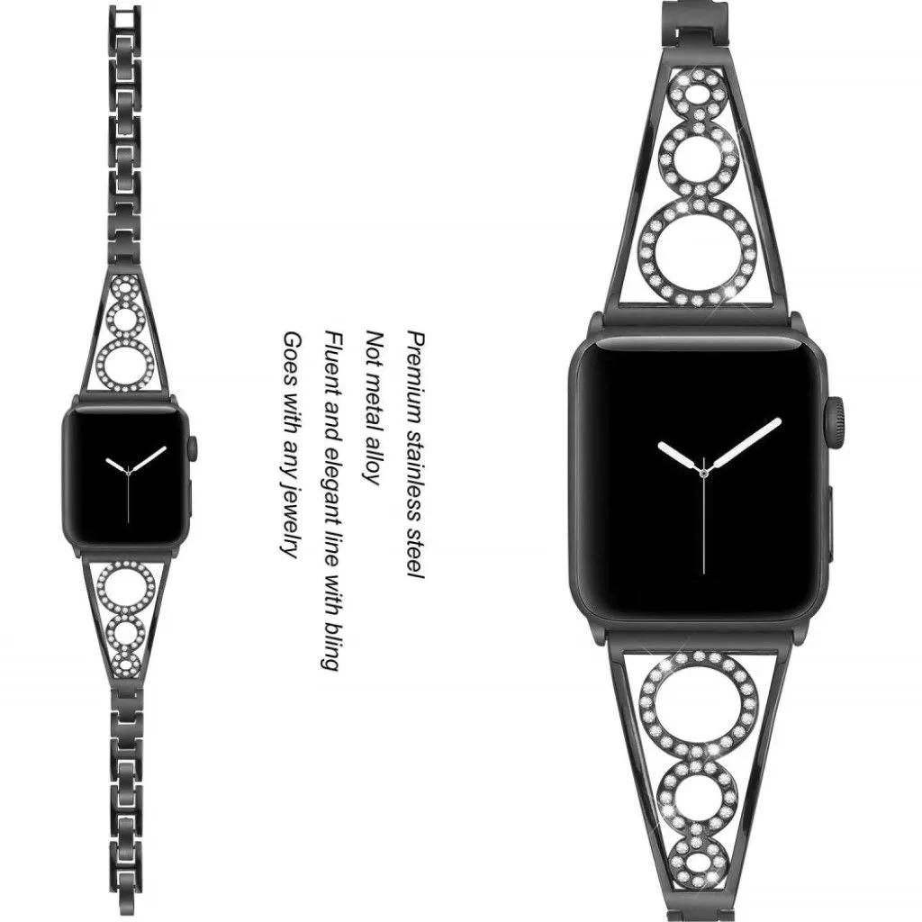 Apple Watch Series 5 40mm rhinestone décor stainless steel watch band - Black