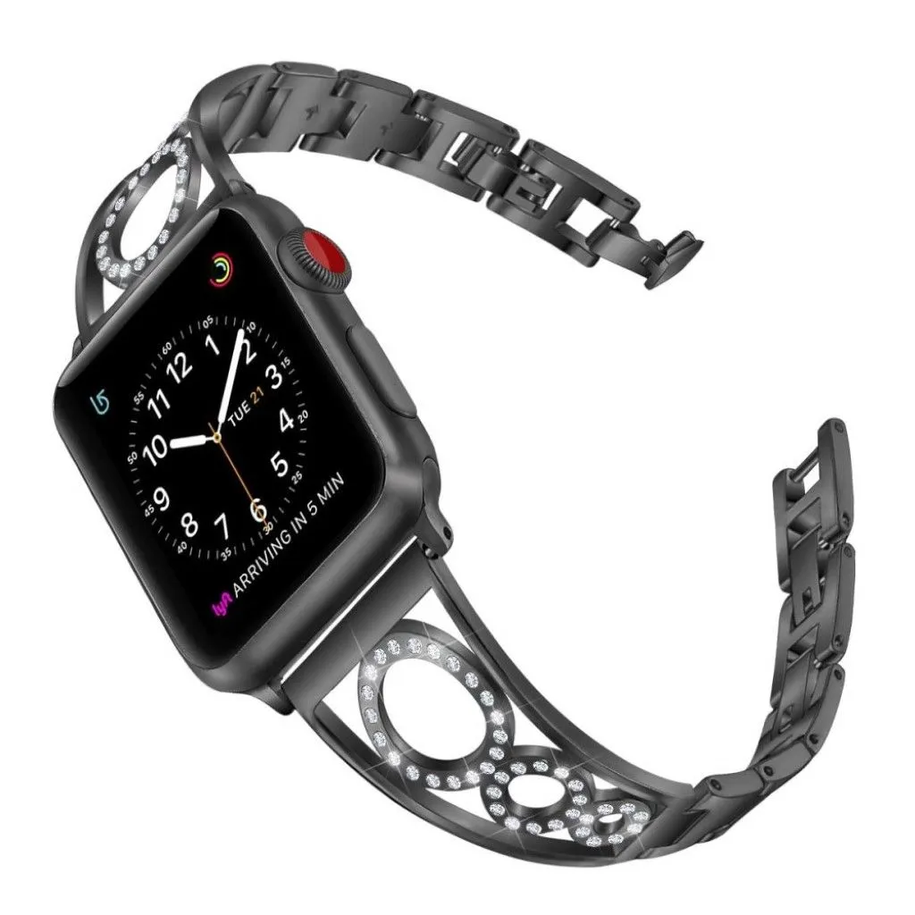 Apple Watch Series 5 40mm rhinestone décor stainless steel watch band - Black