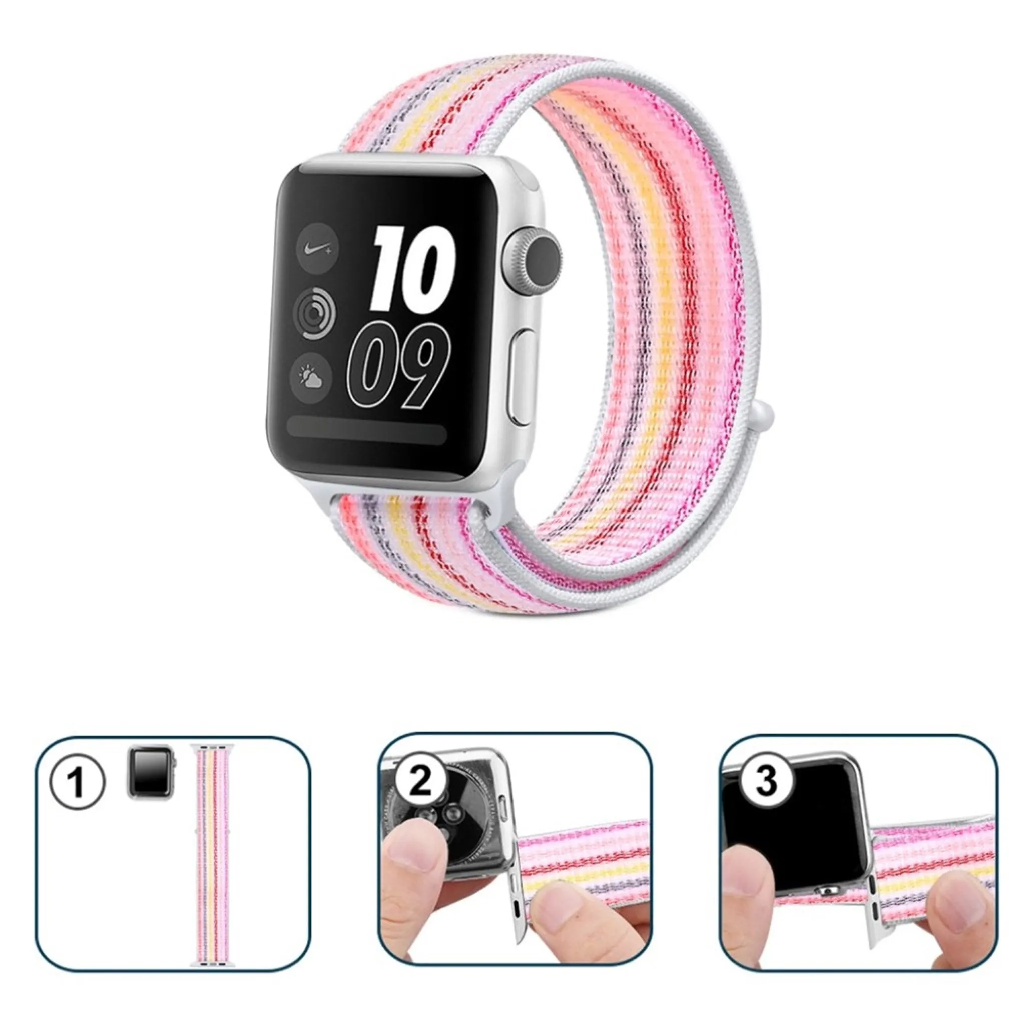 Apple Watch Series 5 40mm waterproof nylon watch band - Pinstripe Pink