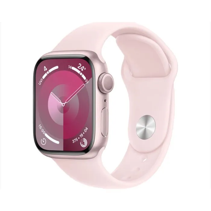 Apple Watch Series 9 (Gps) - 41 Mm - Pink Aluminum - Smart Watch With Sport Loop - Soft Double-Layer Nylon - Light Pink