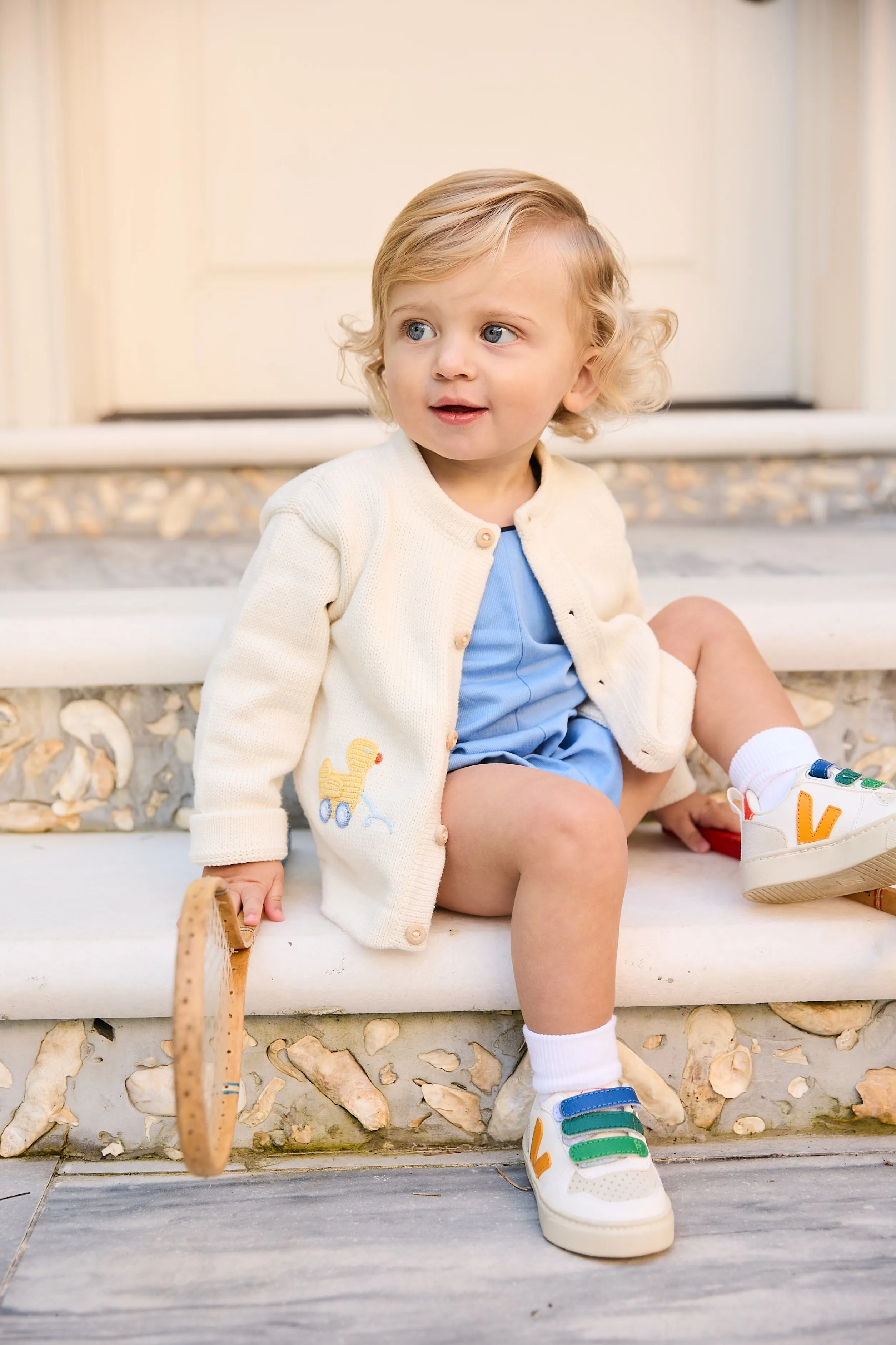 Applique Duckie Cardigan -- Ivory