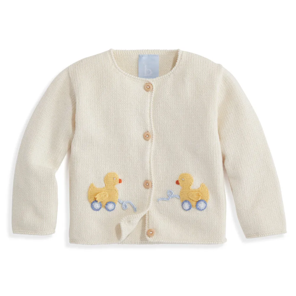 Applique Duckie Cardigan -- Ivory